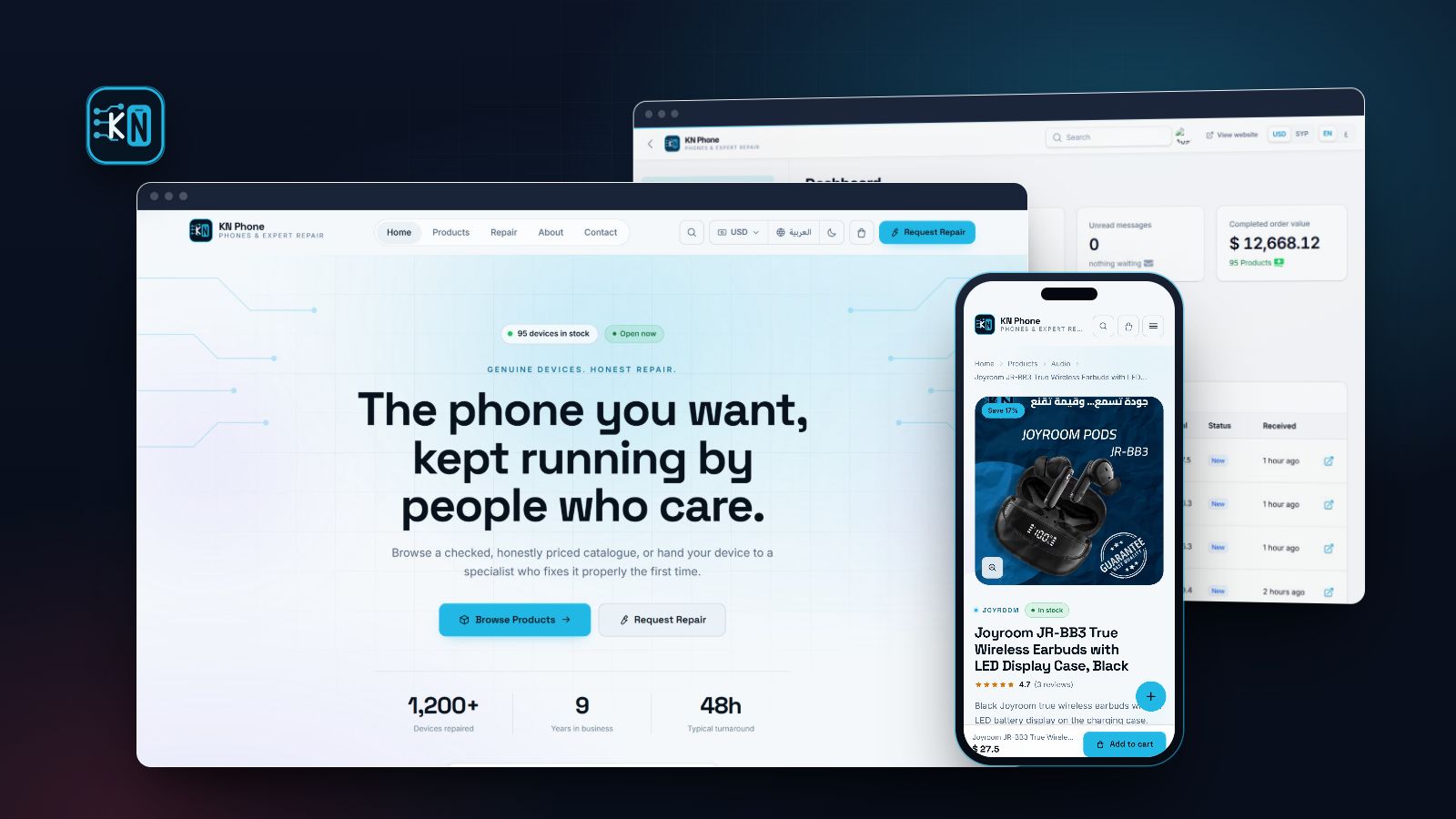 KN Phone — Online Store & Management Dashboard